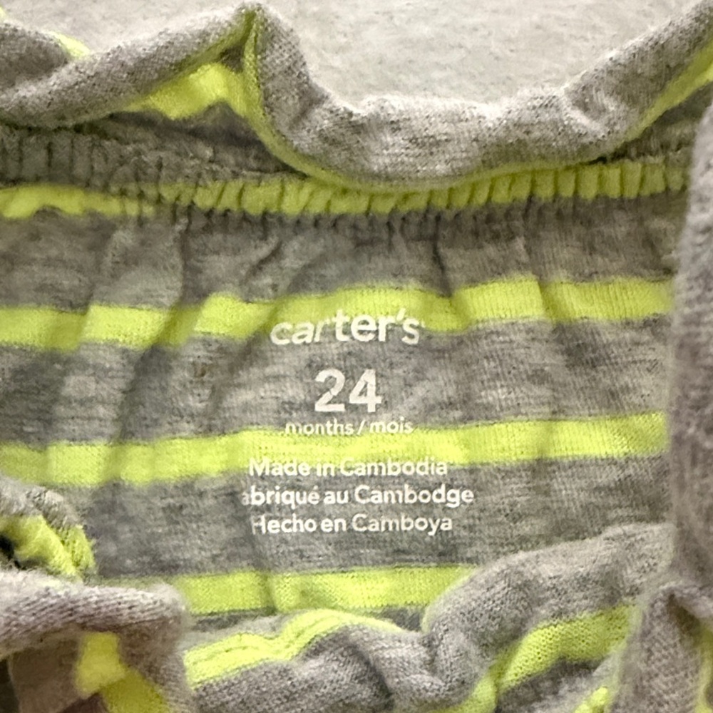 Carter's Yellow and Gray Striped Ruffle Tank - Picture 2 of 2